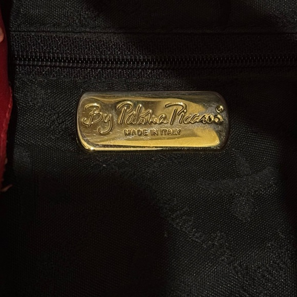 Vintage red leather bucket bag drawstring purse - Picture 11 of 17